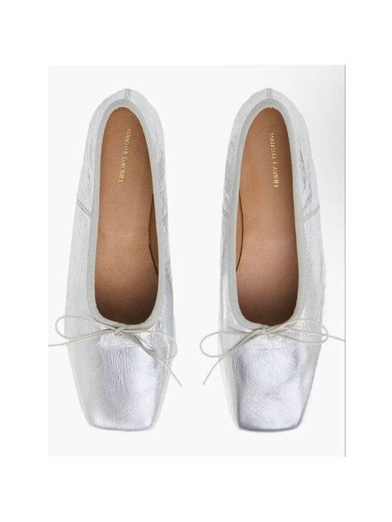 Mansur Gavriel Shoes - NWT Mansur Gavriel Silver Square Toe Ballerina Flats 37/7